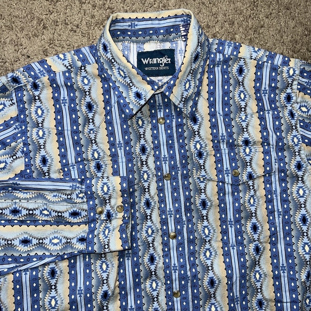 Wrangler Western Shirt Women XL (FIT-L) Checotah Aztec Southwestern Pearl Snap